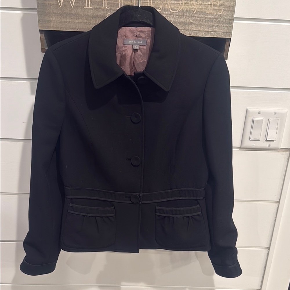 Ann Taylor Black Blazer with Pink Interior